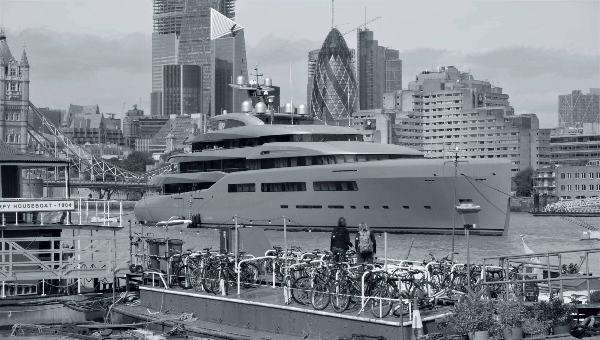 superyacht on the Thames